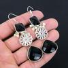 Halloween Deal 925 Silver Natural Black Spinel Sister Boho Dangle Drop Earrings
