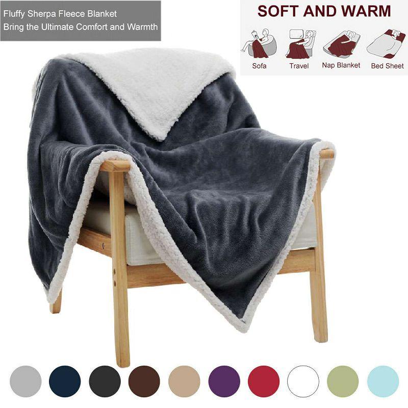 Sherpa Fleece Flannel Blanket Soft Plush Warm Thickened Bed Sofa Queen Twin