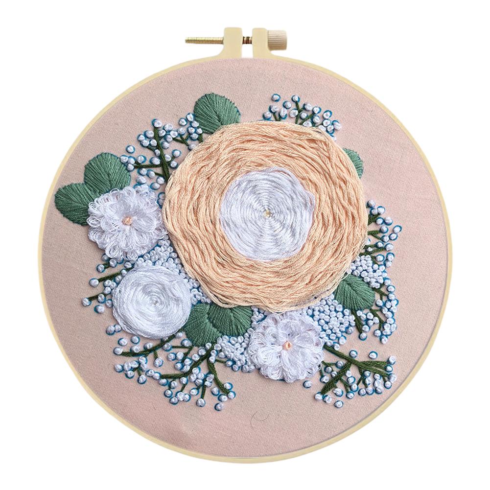 Seturi de broderie cu punct de cruce Ștampilat cu flori cu fir de culoare din pânză de cerc