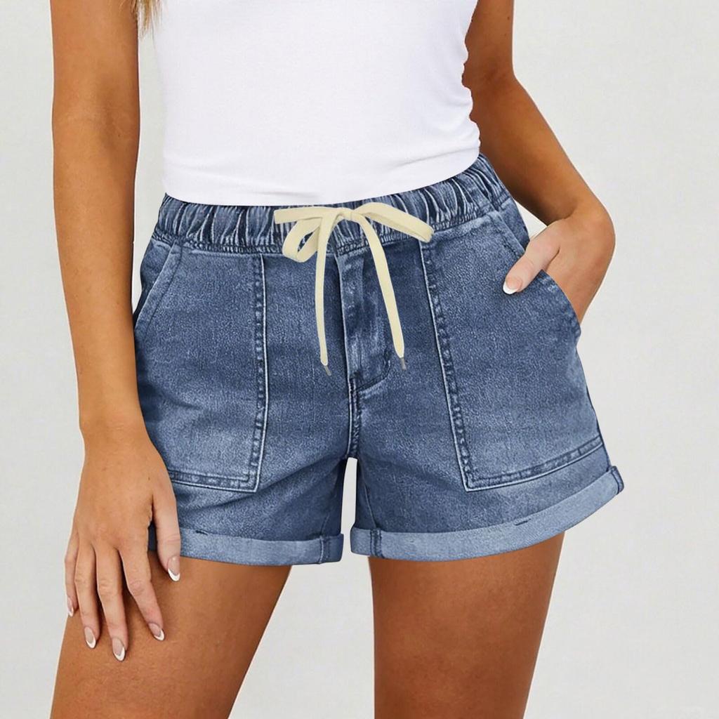 Women's Color Jeans Stretch Slim Fit Distressed Denim Shorts
