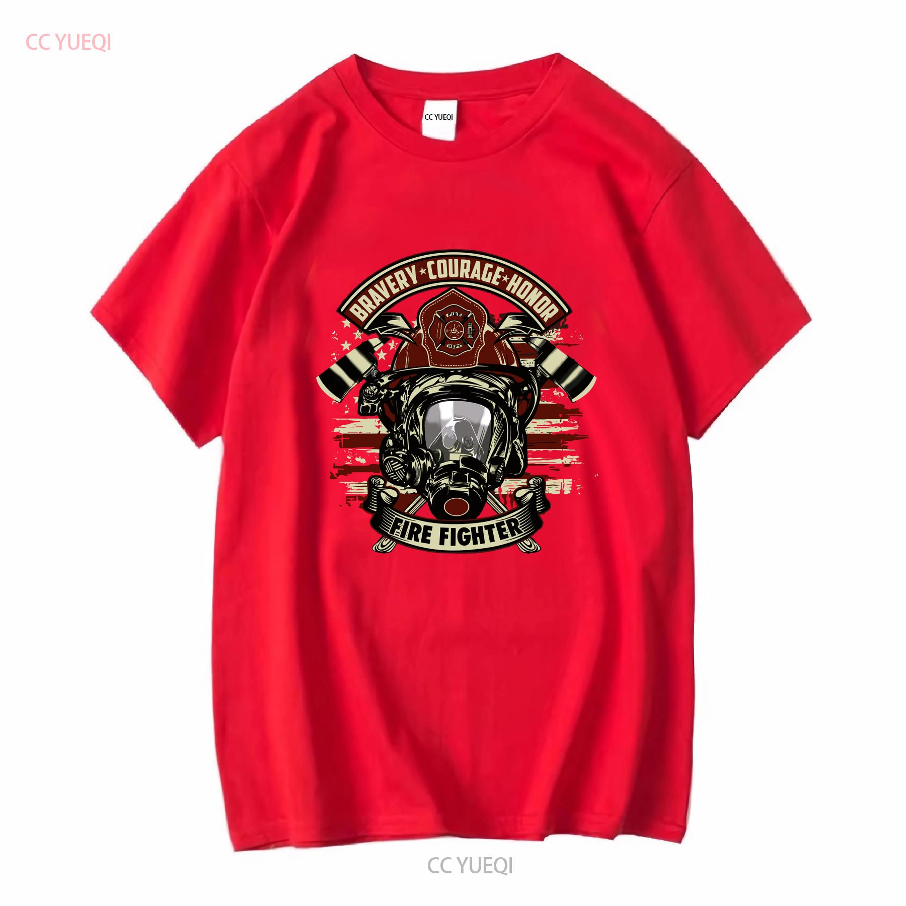 Bravery Courage Honour Firefighter Fireman Mens Cotton T Shirt Top vintage Washed Breathable graphic Versatile Comfortable S