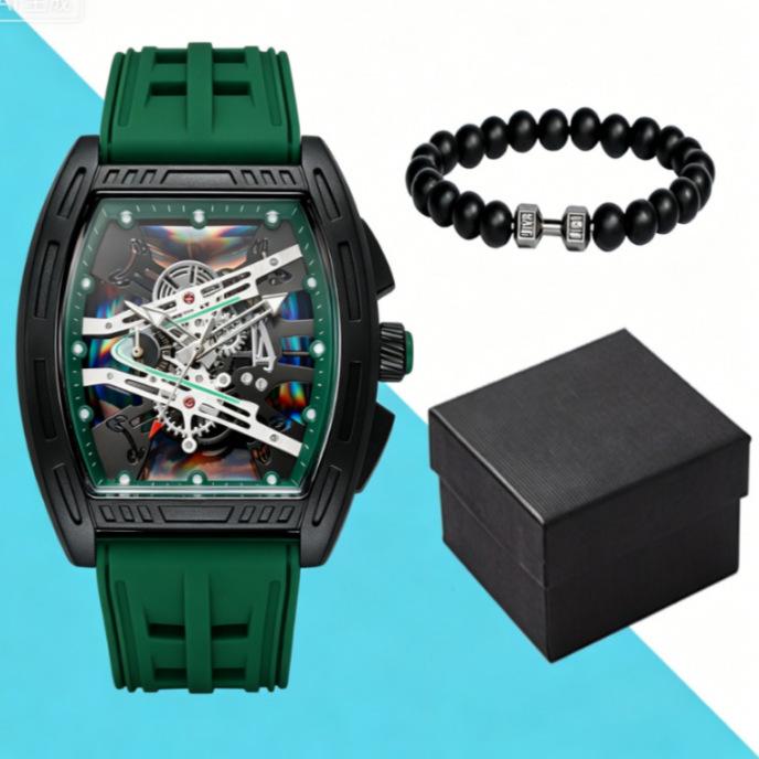 Geneva Men's Steel Band Fashion Calendar Wristwatch - Bestseller Personalized Business Set