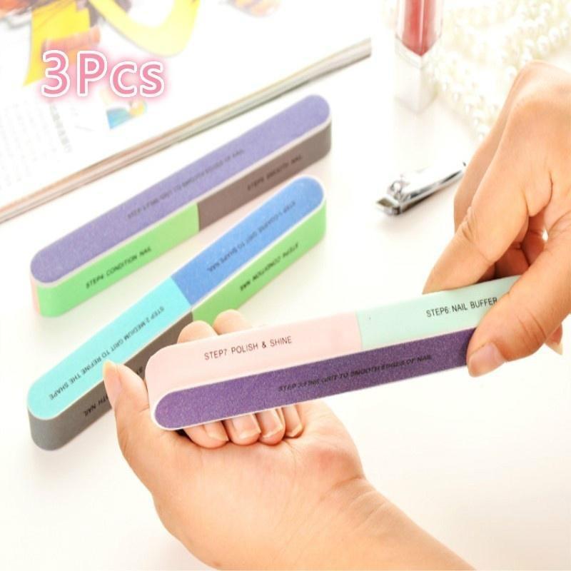 3 ks Dlouhý proužek Kreativní multifunkční pilník na nehty s oboustranným broušením a leštěním Písková tyčinka Nástroj pro nail art Příslušenství