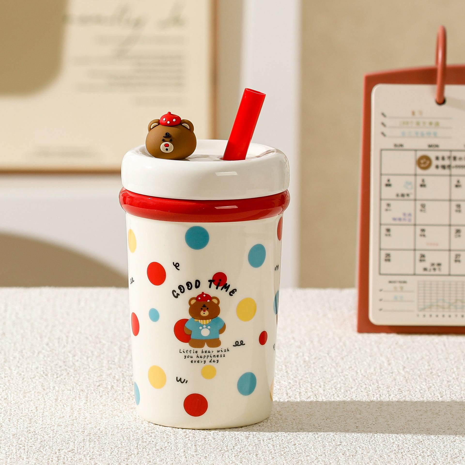 Новая соломенная кружка с крышкой, милая милая кружка с питомцем, большой емкости и высокой ценности набор стаканов для воды, домашний подарок. ≈560ml