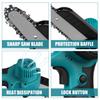 6 Inches Mini Electric Saws Cordless One Hand Chain Saw Woodworking Cutter Power Tools Blue