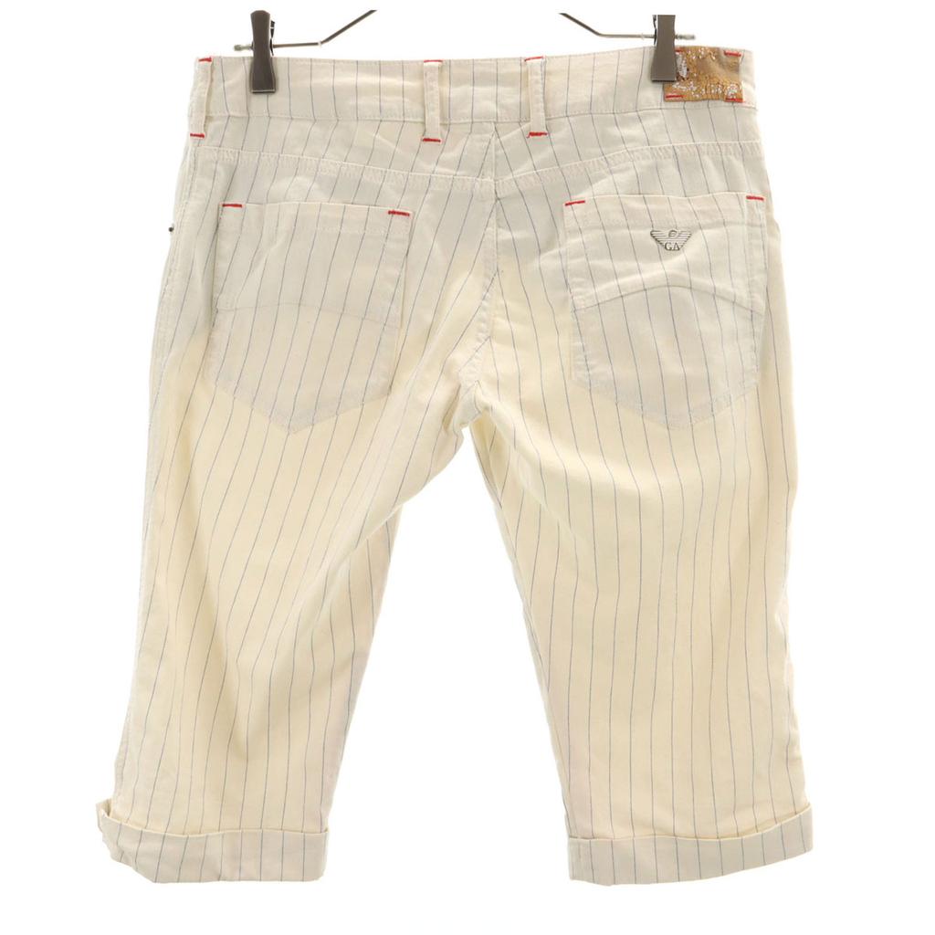 ARMANI JEANS Striped Pattern Shorts W30 Cream stretch Men's Used