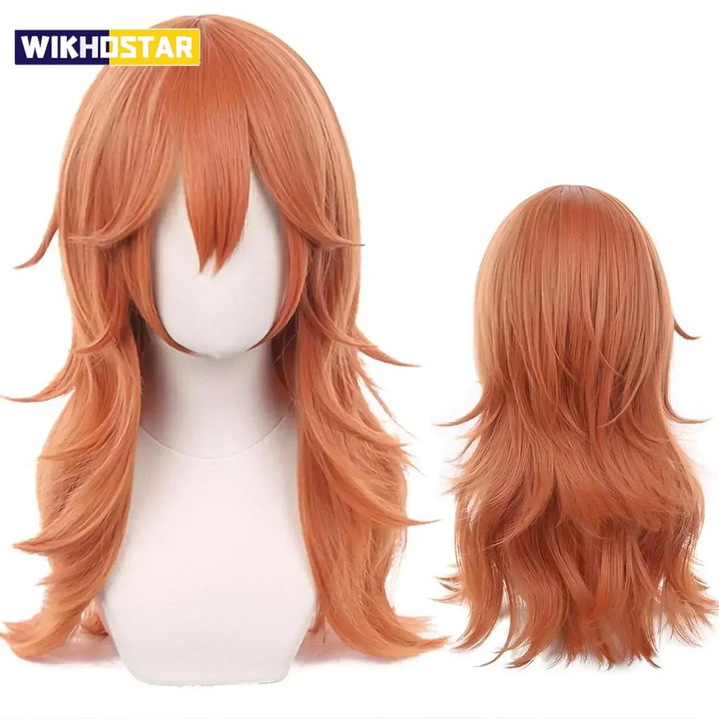 Angel Devil for Chainsaw Man Bangs Long Orange Brown Cosplay Wigs Halloween Costume Party AdultHair Wig