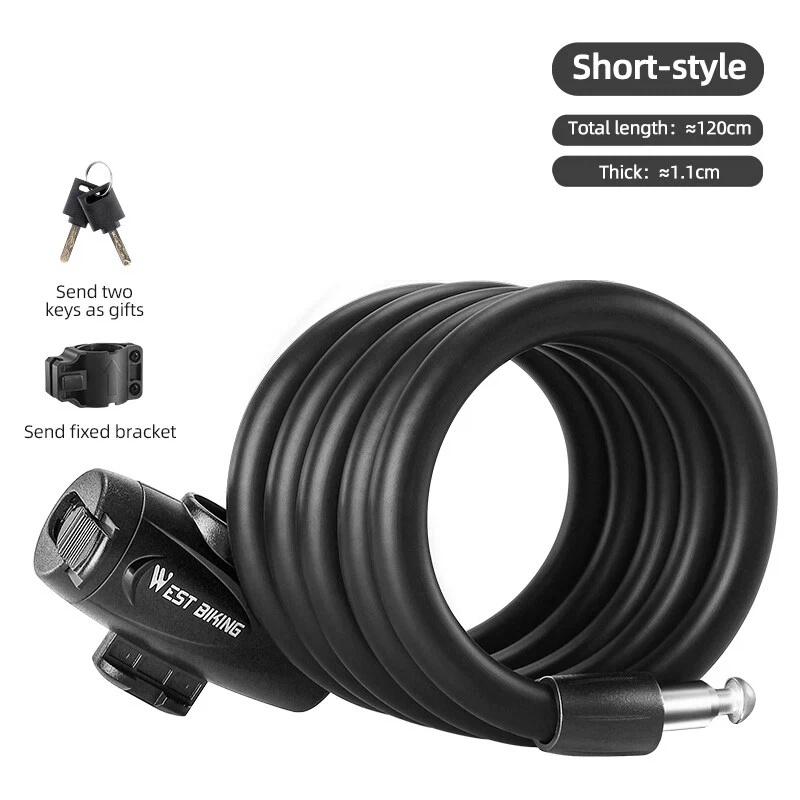 Anti-freeze Bike Cable Lock 1.2/1.5m Thicken Anti-theft Safety Lock Portable Bicycle Lock MTB Road Bike Accessories