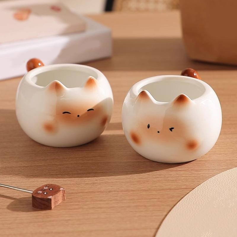 Durable Cats Shape Teas Cup Fashion Cats Shape Ceramic Mug Creative Drinkwares for Individual and Gift Use