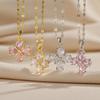 Versatile Niche‑Style Titanium‑Steel Women Necklace, Four‑Petal‑Flower Zircon‑Inlaid Advanced‑Design Collarbone Chain
