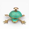 Brass Frog Desk Bell with Verdigris Green Patina Counter Bell Reception Bell Table Top Office Bell Birthday Anniversary Christmas Gift