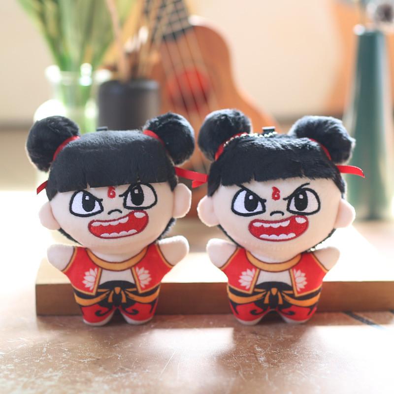Plush Nezha Doll Keychain Mythology Collectible Pp Cotton Stuffed Gift For Kids