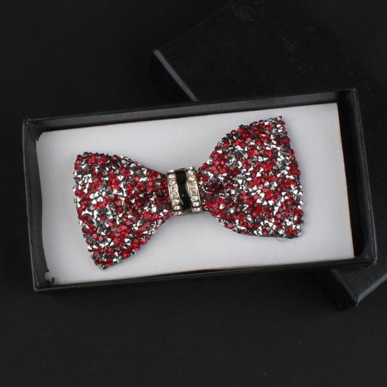 Yousheng Bow Tie Sparkling Rhinestones Inlaid Adjustable Tightness Formal Bow Tie Versatile Business Banquet Office Matching Decoration