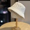 Ultra light down cotton plaid bucket hat men and women autumn and winter warm fashion basin hat Internet celebrities show small face