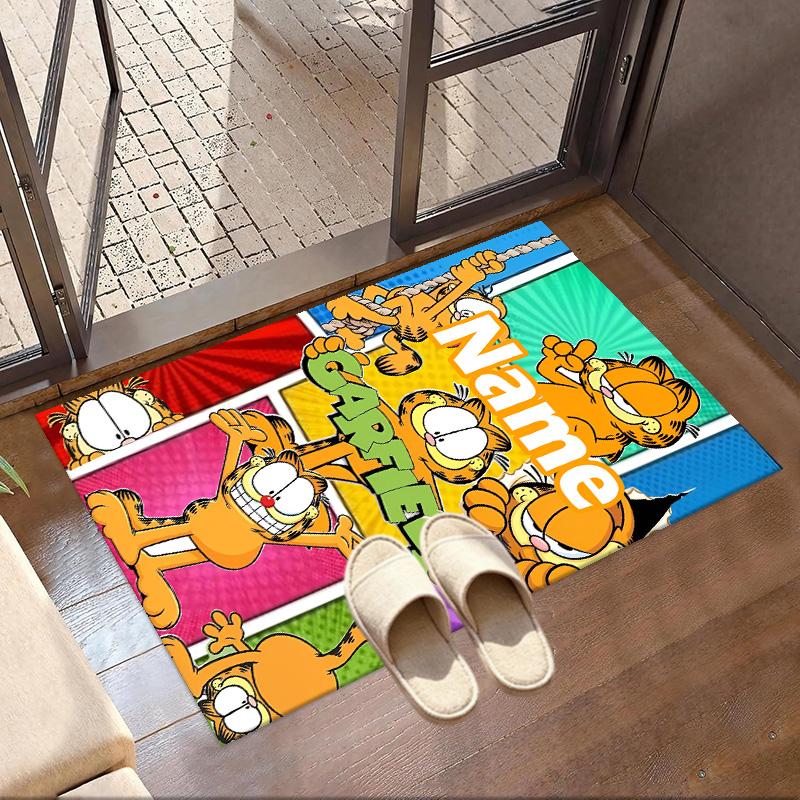 Custom Name Personalized Garfield Print Carpet, Versatile Home Decor Rug, for Playroom, Apartment, Balcony, Entryway, Hallway Gift