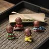 Creative Purple Clay Tea Pet Ornament Lovely Small Buddha Monk Figurine Handmade Sculpture Tea Set Decor Garden Bonsai Art