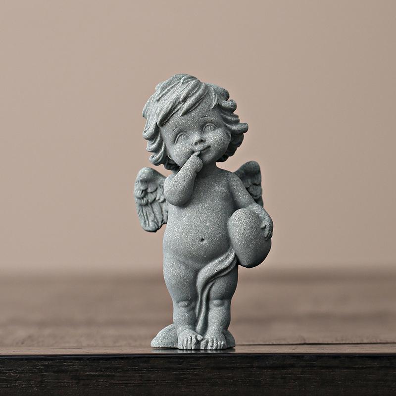 

Sandstone Angel Decorative small model Handmade Sculpture European style home room office aquarium decoration and accessories