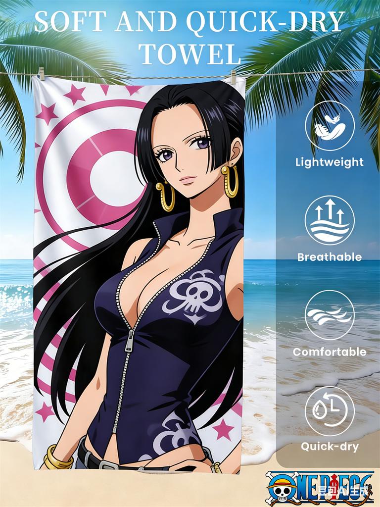 One Piece Monkey D. Luffy Beach Towel, Anime Fans Exclusive Limited Edition Pirate Themed Bath Towel for Beach, Pool & Bathroom