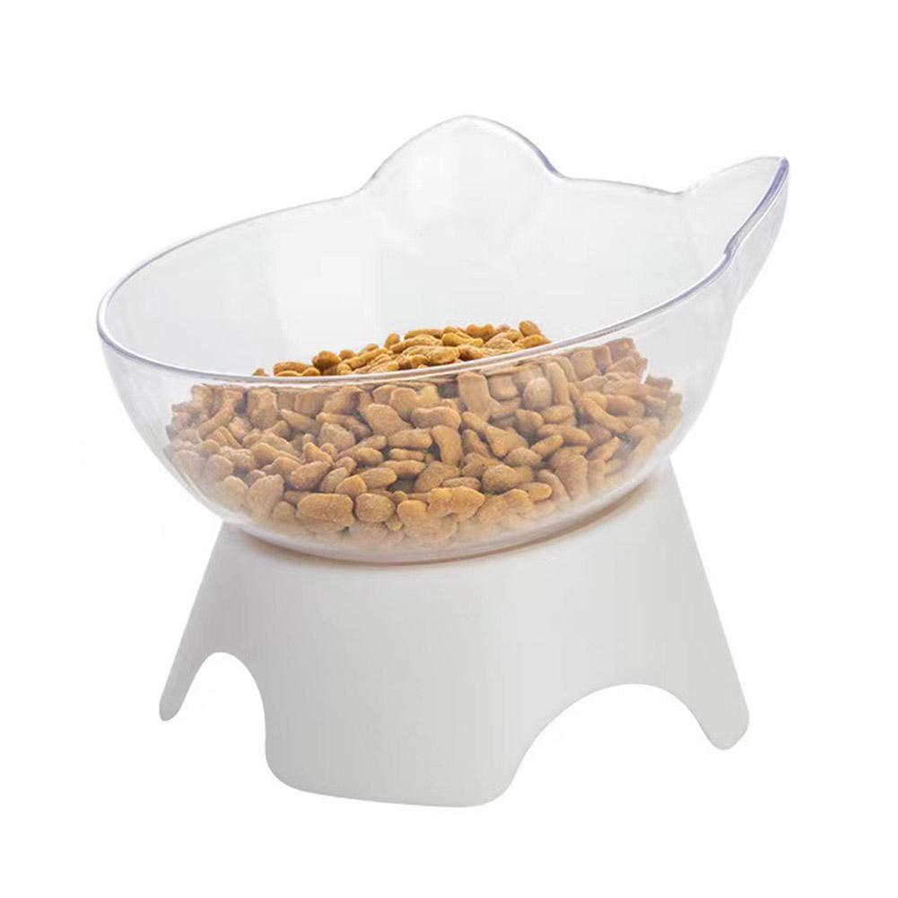 1PCS Elevated Cat Dog Bowl Transparent Plastic Pet Feeder Dish with Neck Protection Ergonomic High Raised Durable Accessories