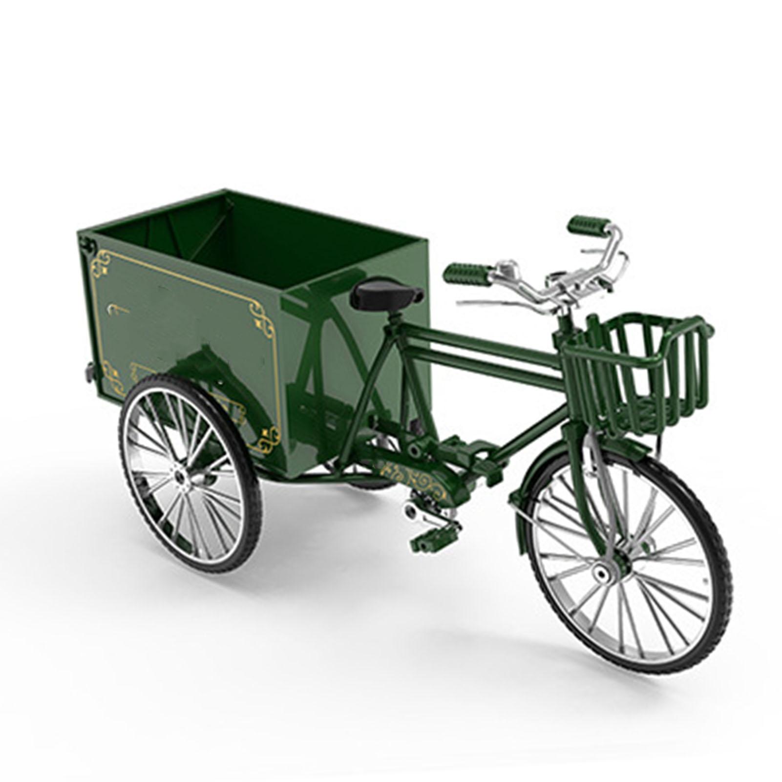 Трехколесный велосипед Модель 1/10 Масштаб Реалистичный Декоративный Функция погрузки-разгрузки Сплав Винтажный Трехколесный велосипед Игрушка для Девочек Мальчиков