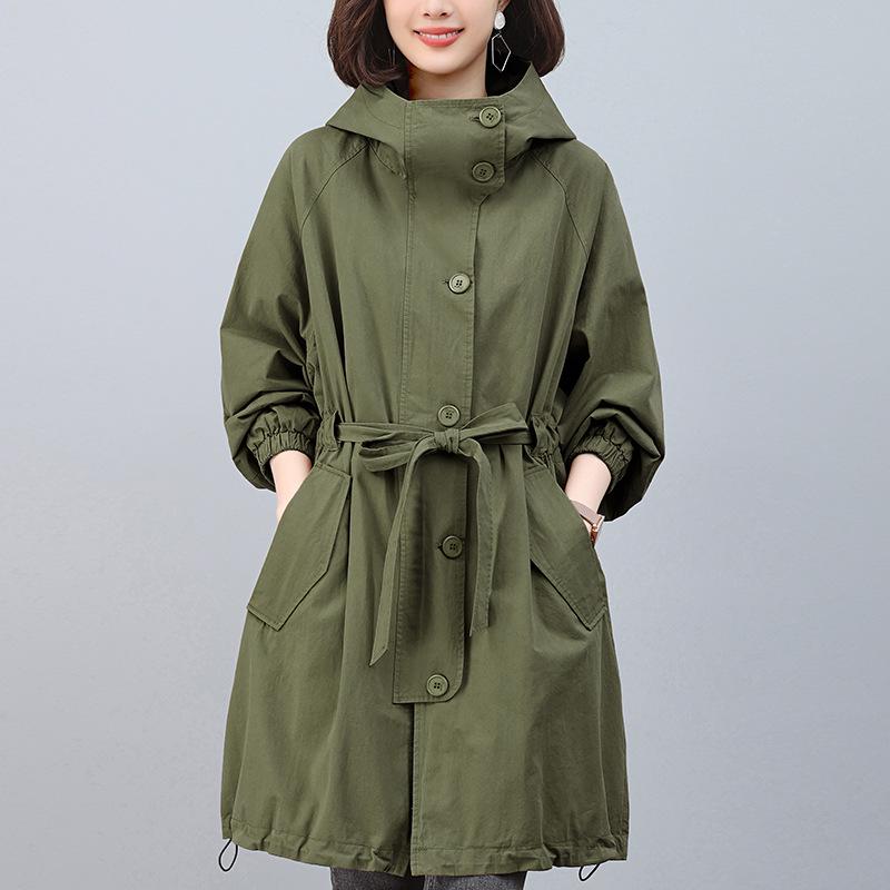Plus Size Mid-Length Trench Coat for Women - 2024 Autumn Fashion, Loose-Fit & Slimming Design