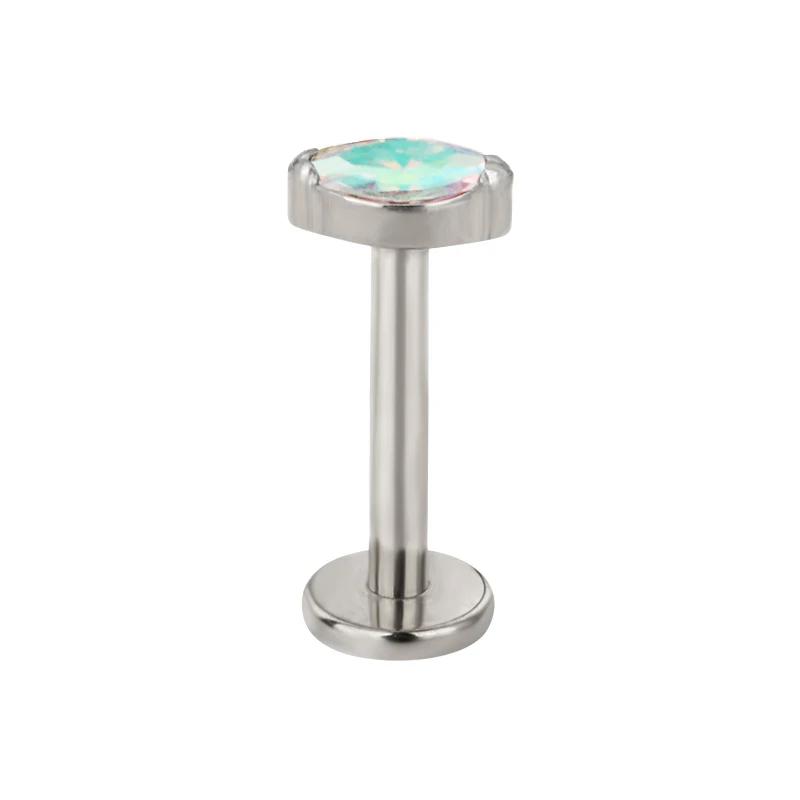 ASTM F136 Titanium Marquise Crystal Labret ear Stud CZ Paved Cartilage Tragus PIERC Earrings Lip Ring Stud Helix Piercing Jewelr