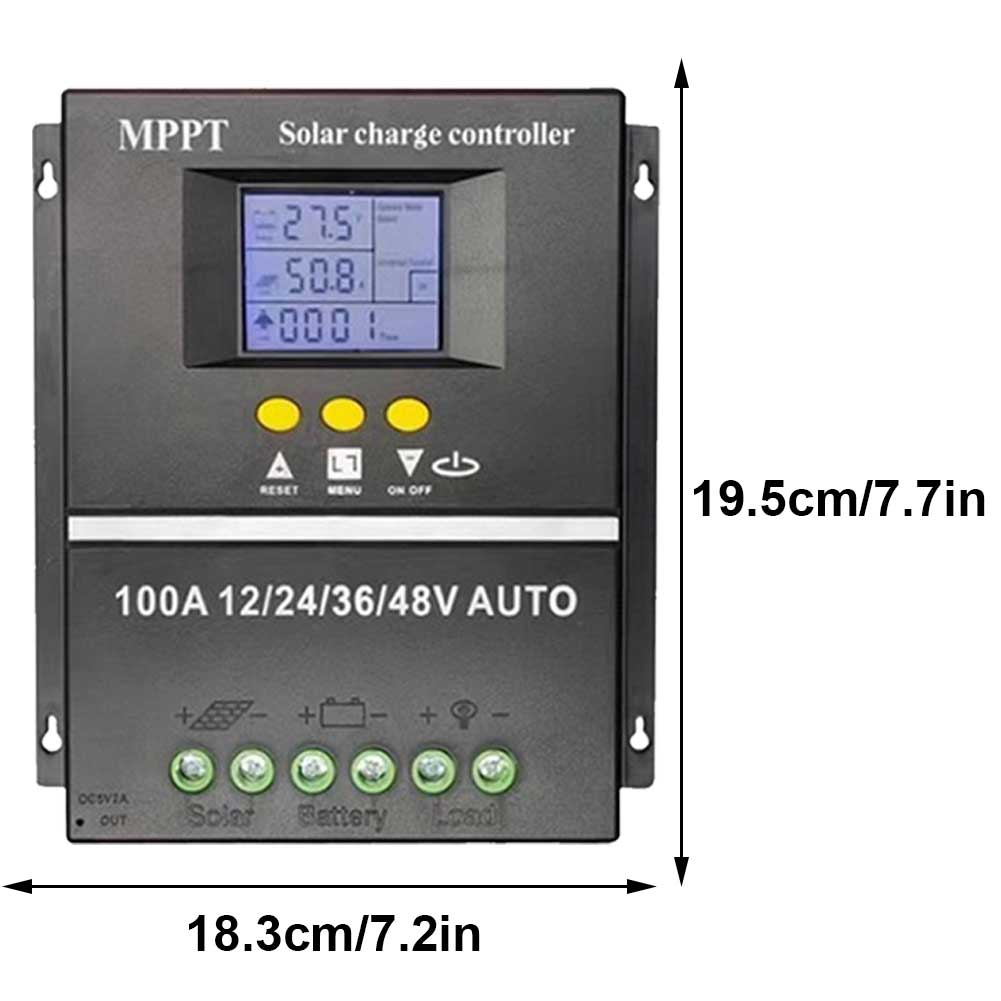 100A MPPT Solar Charging Controller LCD Display Auto Solar Charge Solar Panel Regulator 12V 24V 36V 48V Adaptive MPPT Controller