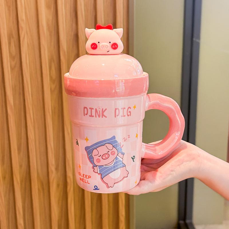 Birthday Gift Girls High-value Pig Ceramic Drinking Cup Cute Puppy Mug Gift Box