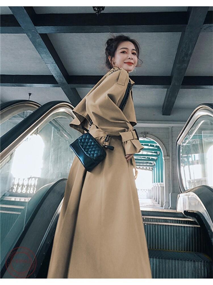 Women's Mid-Length Trench Coat: 2023 Korean High-End Casual Loose British Style Autumn Outerwear