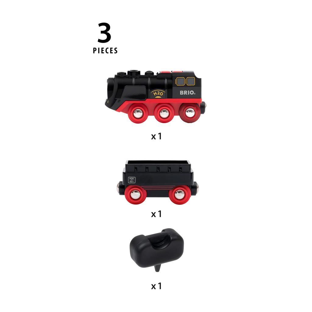 BRIO Power Ånglok för 3 år och Träelektriskt Gåva 33884, upp. [Leksak, Leksak, Lokomotiv, Tåg, (Födelsedag/Jul)]