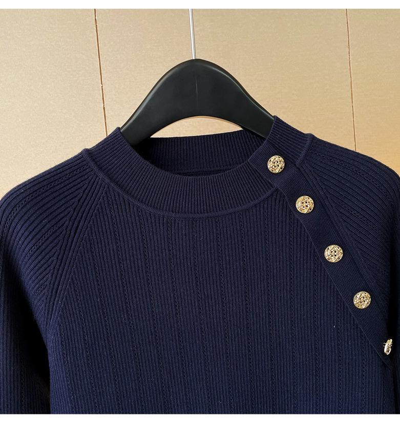 Women's Royal Blue Long-Sleeve Bodycon Wool Knit Dress for Autumn/Winter