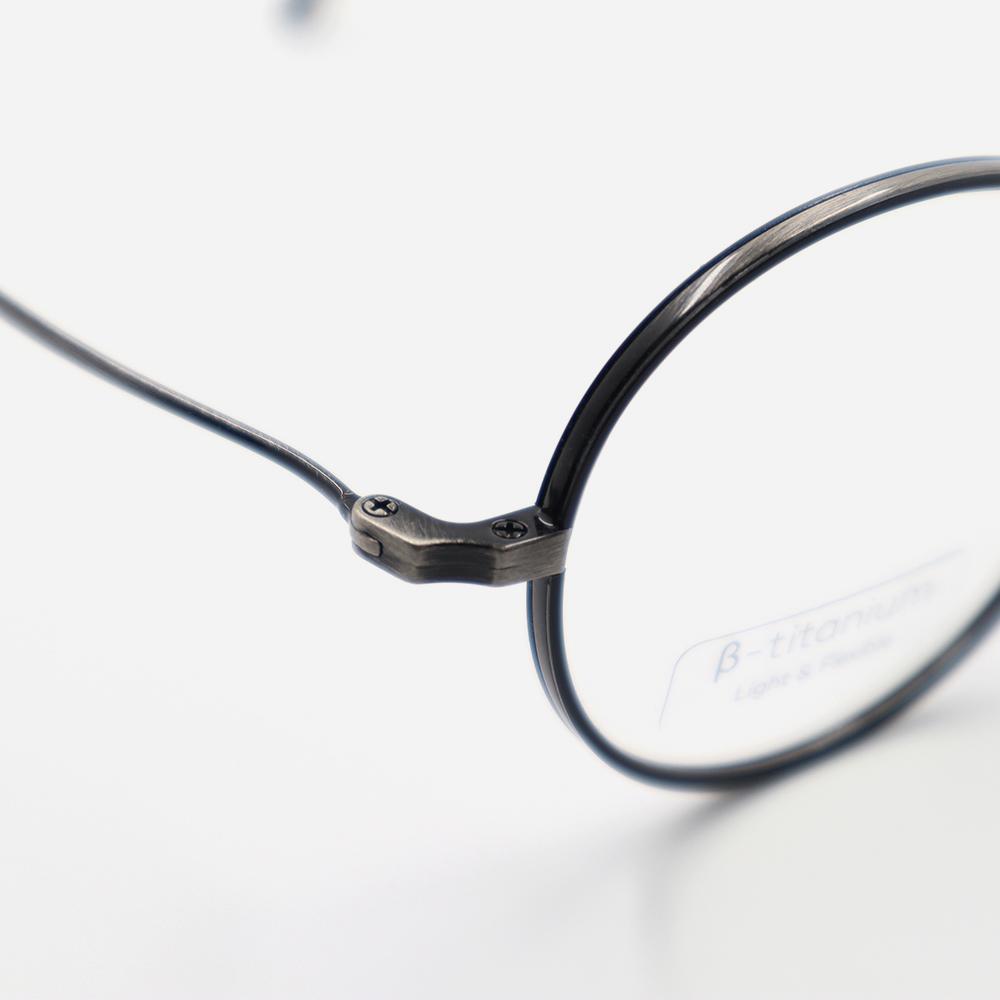Alloaiweeo [Nose Saddle] Al8206 0910M Nose Saddle Titanium Round Black/Gray Eyeglass Frames