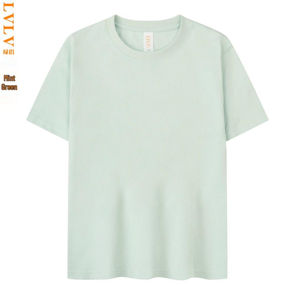 LVLV Kids' Ice Cool Combed Cotton Crew Neck T-Shirt, Short Sleeve, Parent-Child Design with Printed Logo for Boys and Girls.