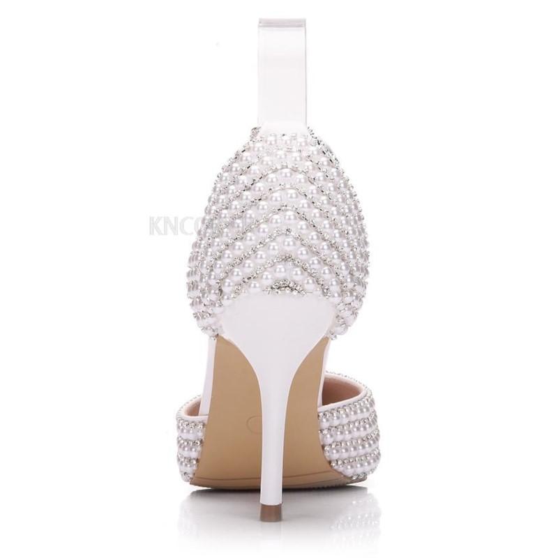 Crystal Queen Bridal Women Rhinestone Pointed  9cm Toe High Heels Sexy Wedding Evening Party Shoes Ladies Pumps