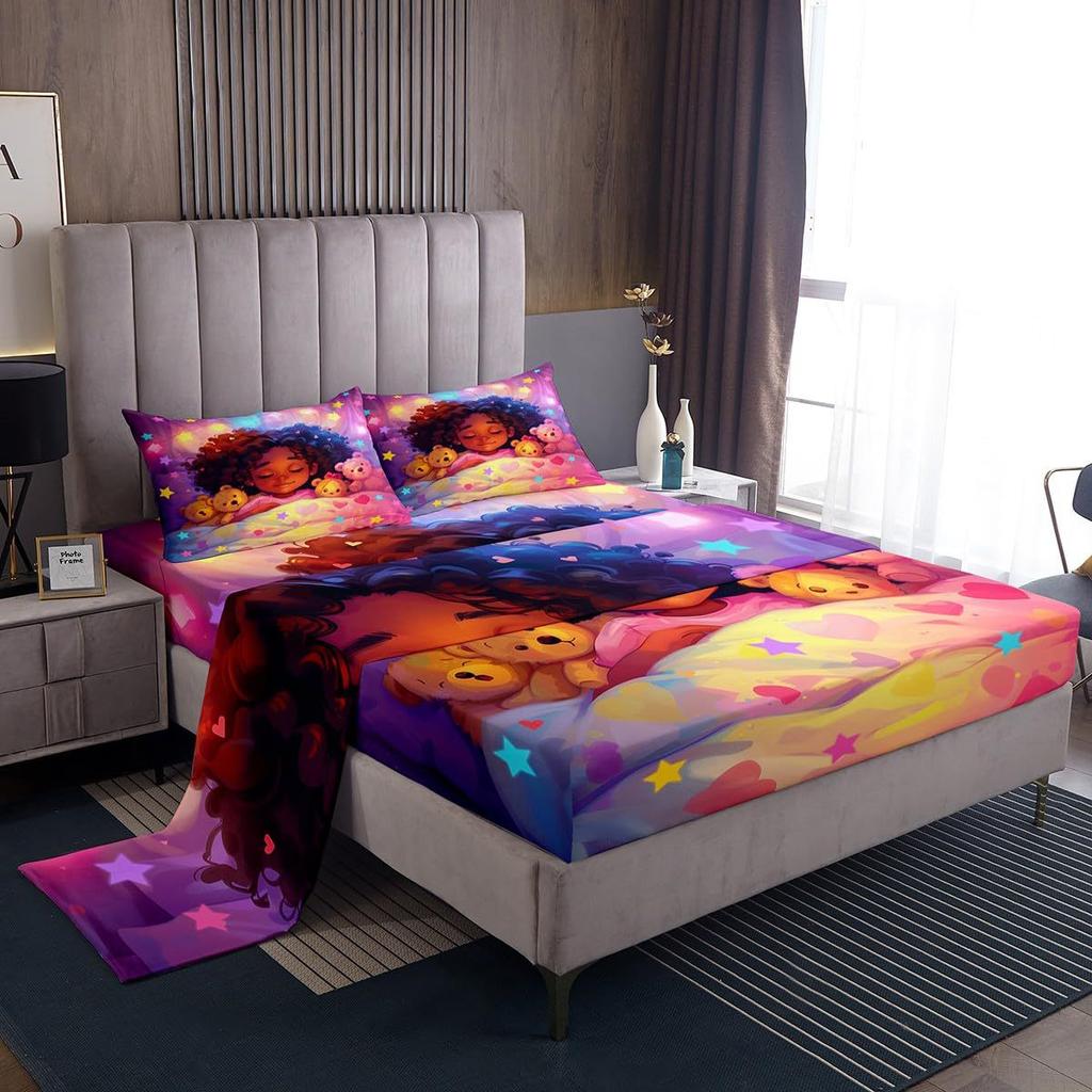 American Nation Cool Girl Personality Pattern Sheet Four-Piece Bedding Set Bedding Set Bedroom Dormitory Bedding