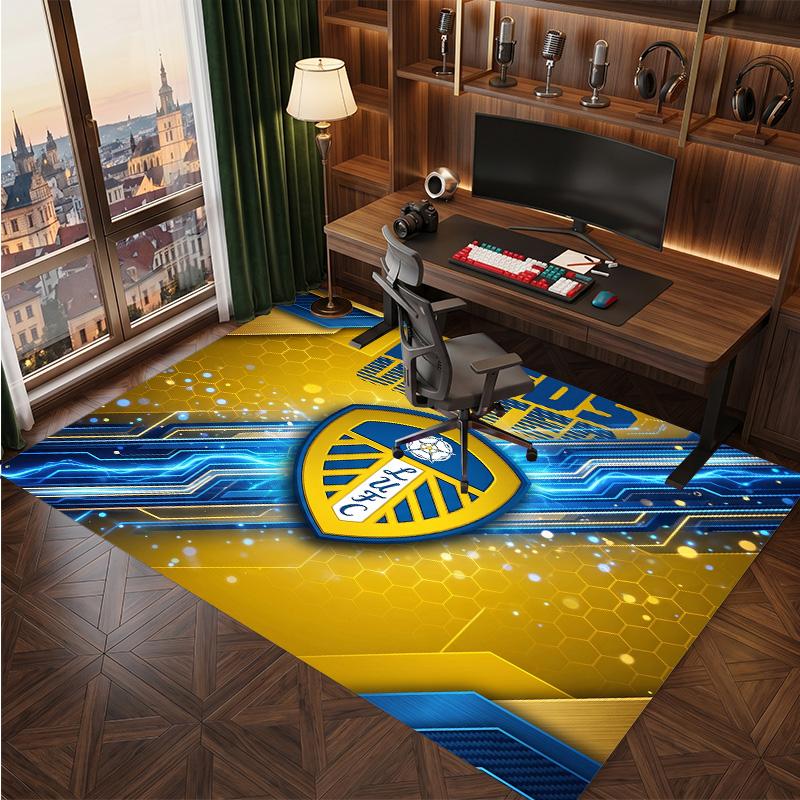 Leeds United Voetbal Print Kristalfluweel Tapijt, Comfortabel Waterabsorberend Antislip Binnen Vloerkleed