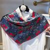 Navy Blue Red Women Pure Silk Scarves Hijabs Elegant Cherry Design 100% Mulberry Silk Square Neck Scarf Shawl 86*86cm