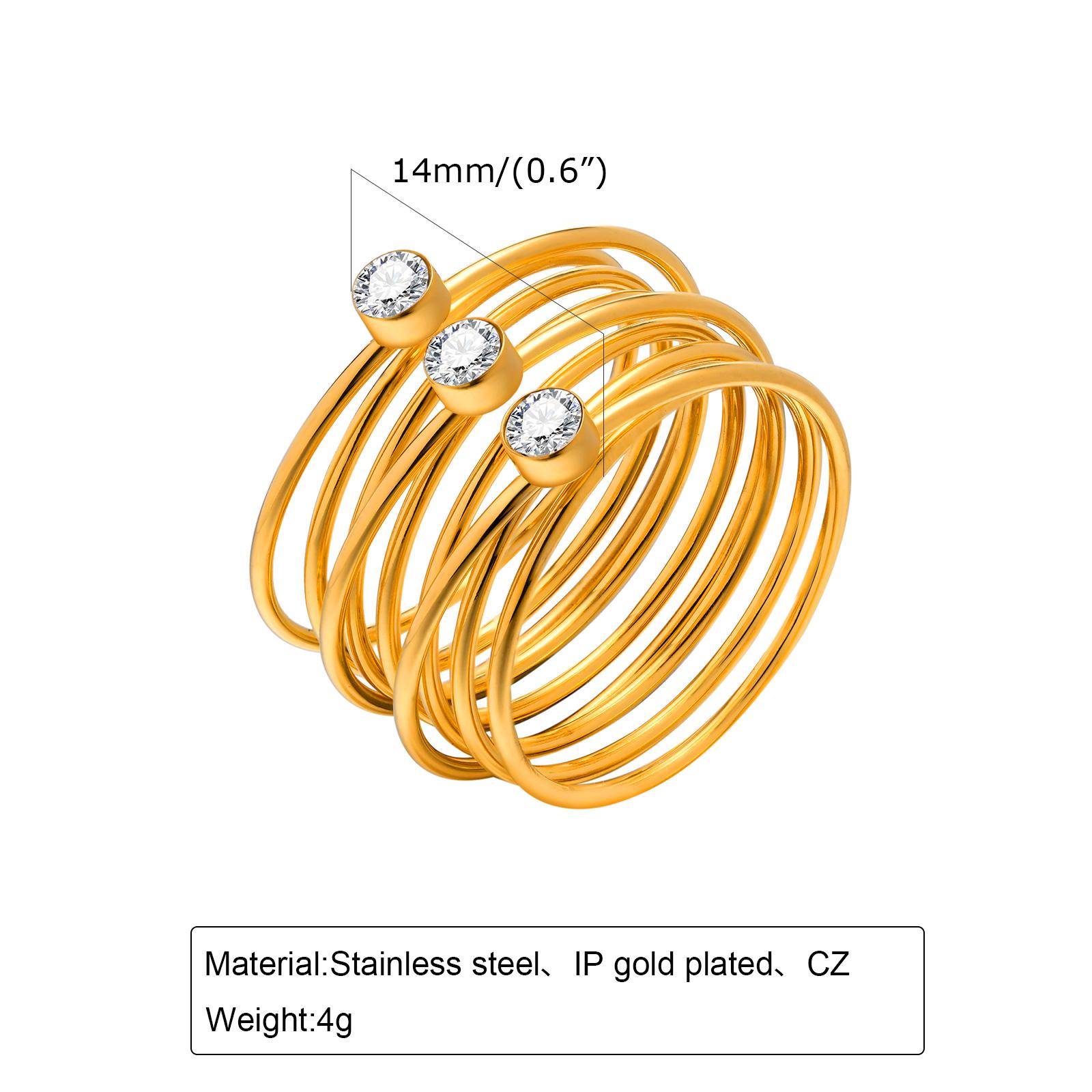 

New Multilayer Winding Line Zircon Rings for Women,Stainless Steel Line Round Zirconia Ring,Trend Creative Jewerly for Party 6