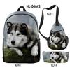 Classico Novità Strano Divertente Cool Husky Stampa 3D 3pz/Set alunno Zaini Scolastici Zaino per Viaggio per Laptop Borsa da Petto Astuccio