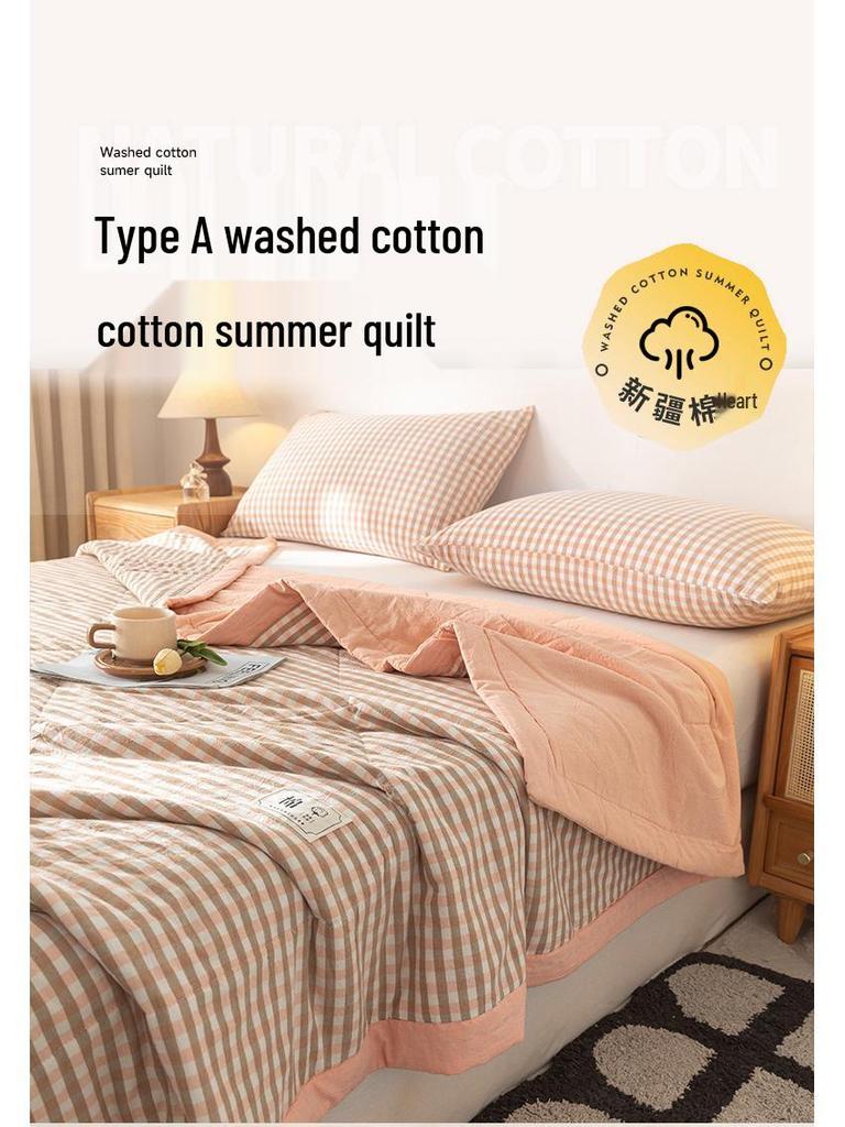 MUJI-Style Xinjiang Cotton Summer Cooling Quilt - Machine Washable & Lightweight