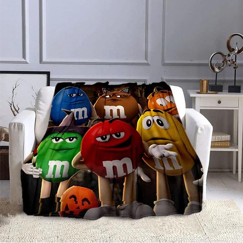 

Плюшевое одеяло M&M Bean Chocolate с мультяшным принтом, модное, теплое, для походов, для дома, дивана, постельного белья, детское одеяло в подарок 30x40in