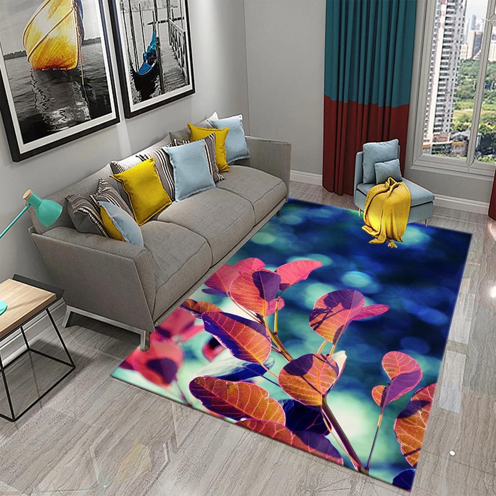3D Colorful Leaves Carpet for Bathroom Entrance Door Anti-slip Floor Mat Kitchen Rug Mat for Living Room Bedroom Decor Area Mats