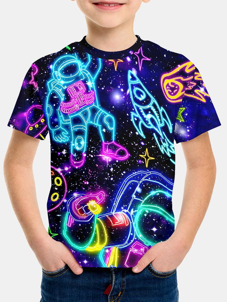 T-shirty Korean Children's Clothes 2025 Kids Neon Colorful Light Spring Clothes Children's Boy's Clothing Tops T-shirt for a Boy