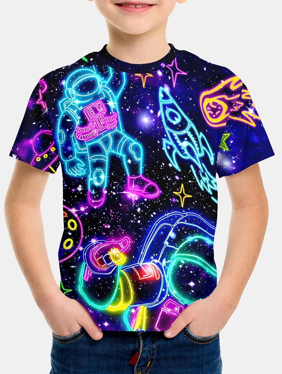 

Футболка корейская детская одежда 2025 детская неоновая красочная светлая весенняя одежда детская одежда для мальчиков топы футболка для мальчика 150