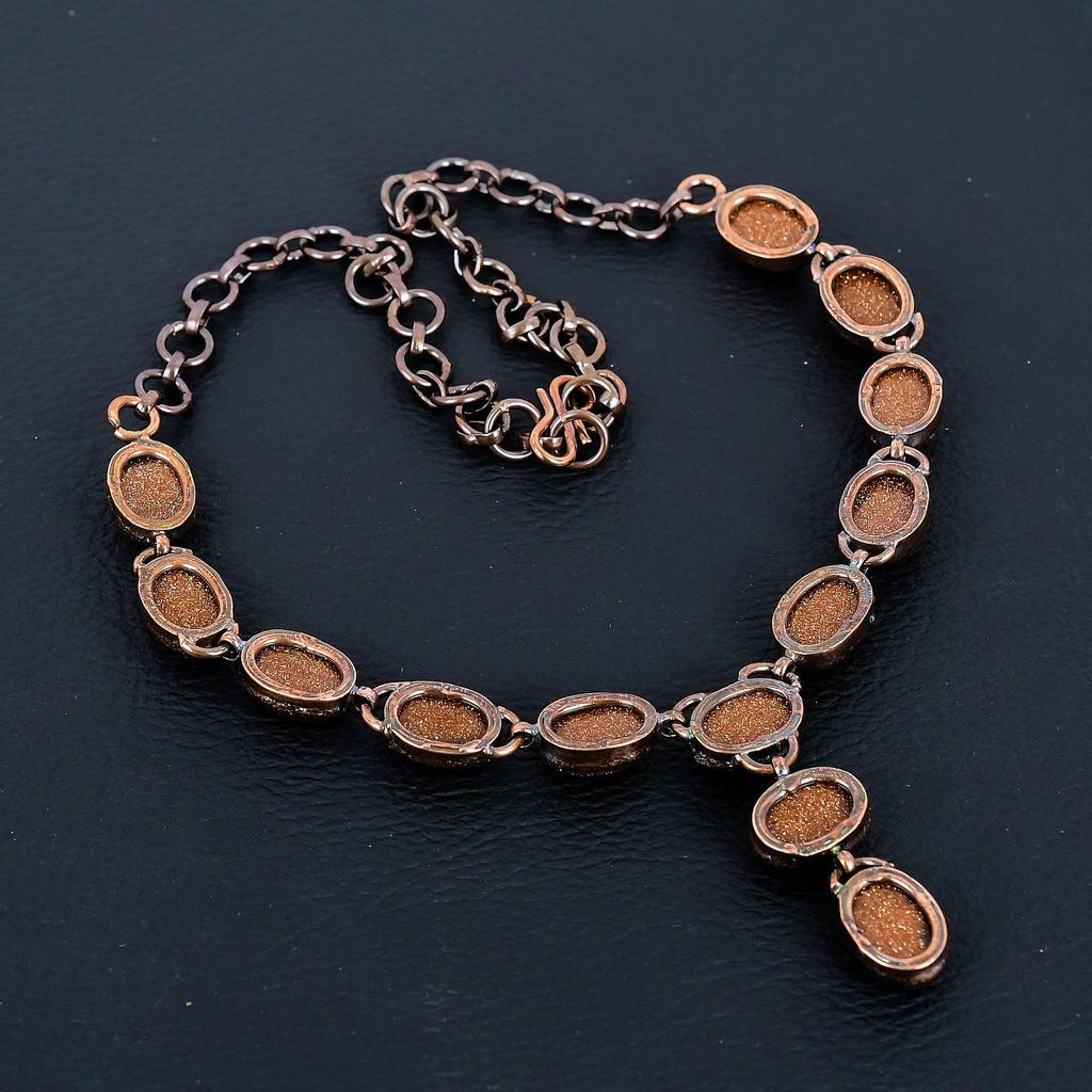 Golden Sunstone Gemstone Handmade Copper Electroformed Jewelry Natural Necklace For Wedding Gift
