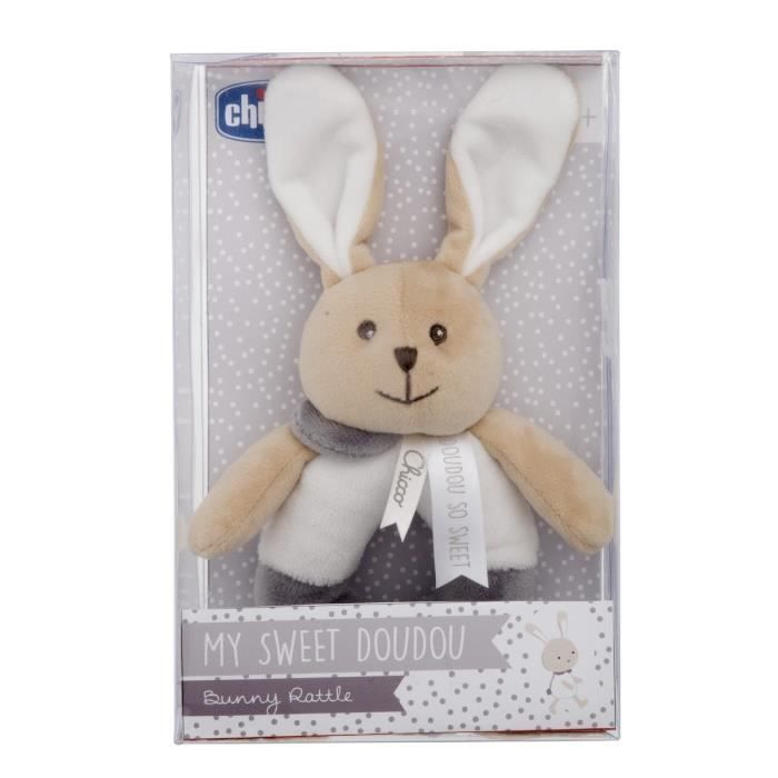 Hochet Lapin - CHICCO - My Sweet Doudou - Peluche Douce - Naissance - Mixte