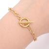2pcs/lot Gold Color Stainless Steel Round OT Clasps Chain Bracelets For DIY Men Women Fashion Bracelets Jewelry Gift Accessories