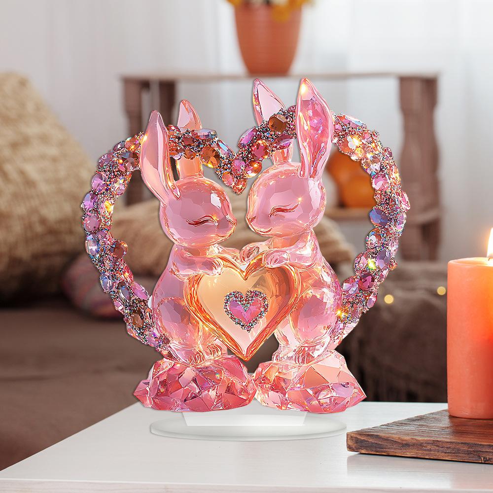 Crystal Ball Love Swan Rabbit Love Diamond Glass Texture Acrylic Desktop Decoration Ornament. Give It To Your Partner