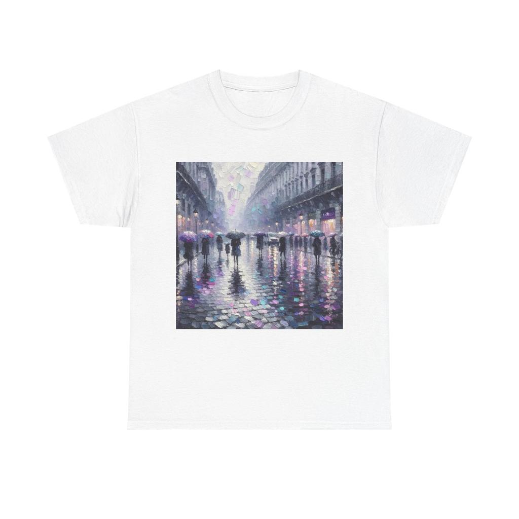 Unisex Adult T Shirt Impressionism Parisian Street in Rain
