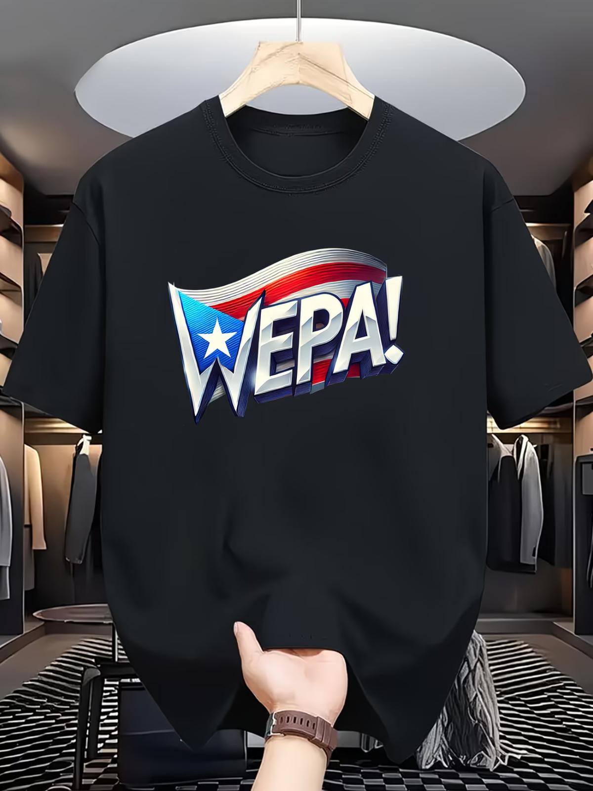 WEPA! Puerto Rico Flag T-Shirt- Unisex Black Tee Shirt for Men and Women Unisex T-Shirt XXL